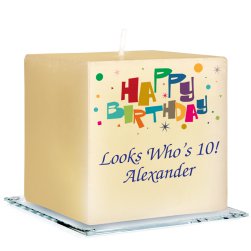 Happy Birthday Celebration Personalized Candle - Printed Raised Ink