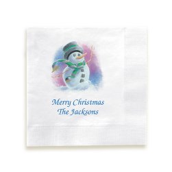 Cheerful Snowman Napkin - Printed