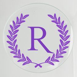 Wheat Leaf Initial Glass Coaster - Printed Raised Ink